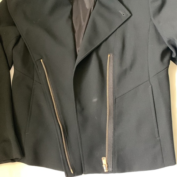 Ann Taylor black motorcycle cut polyester/wool/spandex lined jacket EUC - Picture 5 of 9